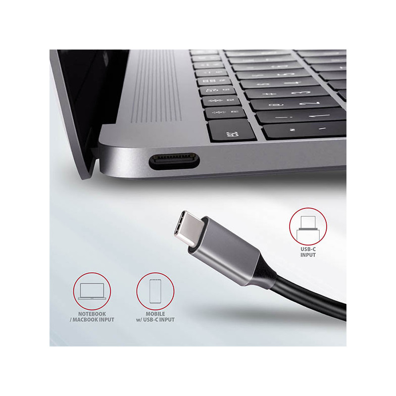 AXAGON HMC-5, USB 3.2 Gen 1 húb, porty 2x USB-A, HDMI, SD/microSD slot, PD 100W, kábel USB-C 20cm
