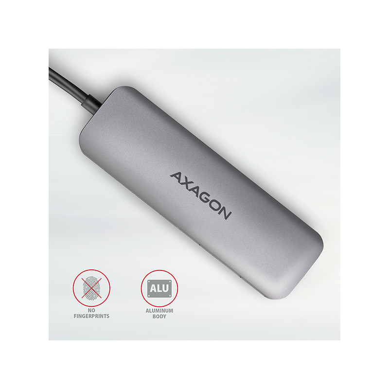 AXAGON HMC-5, USB 3.2 Gen 1 húb, porty 2x USB-A, HDMI, SD/microSD slot, PD 100W, kábel USB-C 20cm
