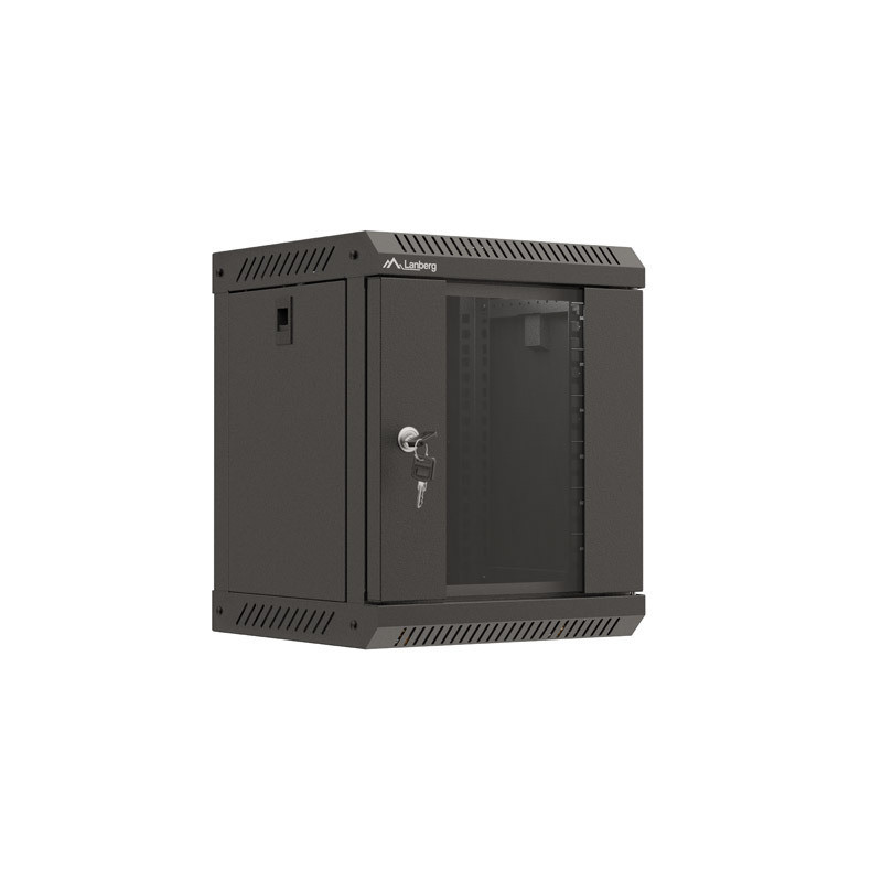 LANBERG RACKOVÁ SKRIŇA 10'' PRO MONTÁŽ NA STENU 6U/300X300 (FLAT PACK) S PROSKLENÝMI DVERMI ČIERNA