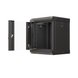 LANBERG RACKOVÁ SKRIŇA 10'' PRO MONTÁŽ NA STENU 6U/300X300 (FLAT PACK) S PROSKLENÝMI DVERMI ČIERNA