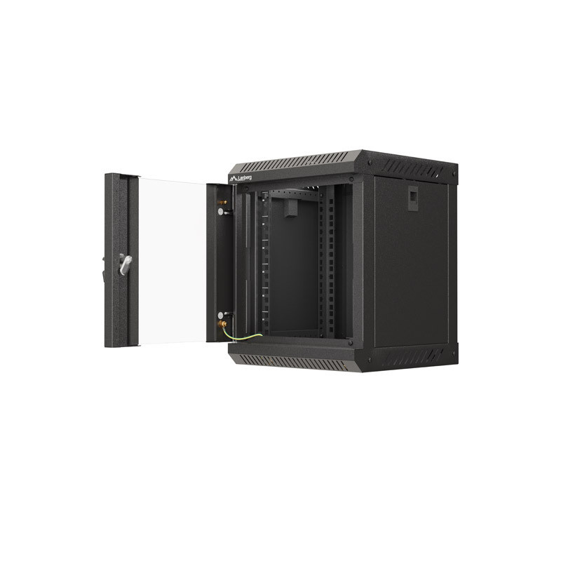 LANBERG RACKOVÁ SKRIŇA 10'' PRO MONTÁŽ NA STENU 6U/300X300 (FLAT PACK) S PROSKLENÝMI DVERMI ČIERNA