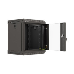 LANBERG RACKOVÁ SKRIŇA 10'' PRO MONTÁŽ NA STENU 6U/300X300 (FLAT PACK) S PROSKLENÝMI DVERMI ČIERNA