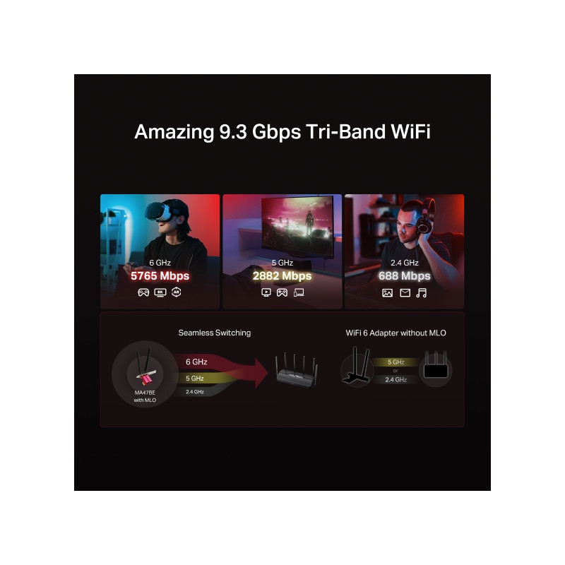 Mercusys MA47BE BE9300 Tri-Band WiFi7 PCIe adaptér