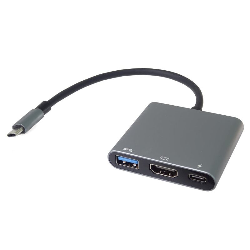 PremiumCord Adaptér USB-C na HDMI + USB3.0 + PD, rozlíšenie 4K a FULL HD 1080p