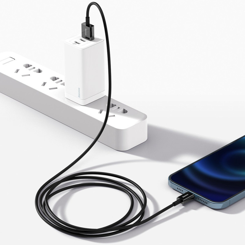 NONAME - Baseus CALYS-A01 Superior Fast Charging Dátový Kabel USB to Lightning 2.4A 1m Black