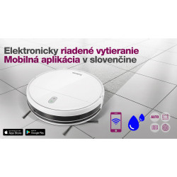 Salente R2, robotický vysávač, stieranie vodou, nabíjacia stanica, biely