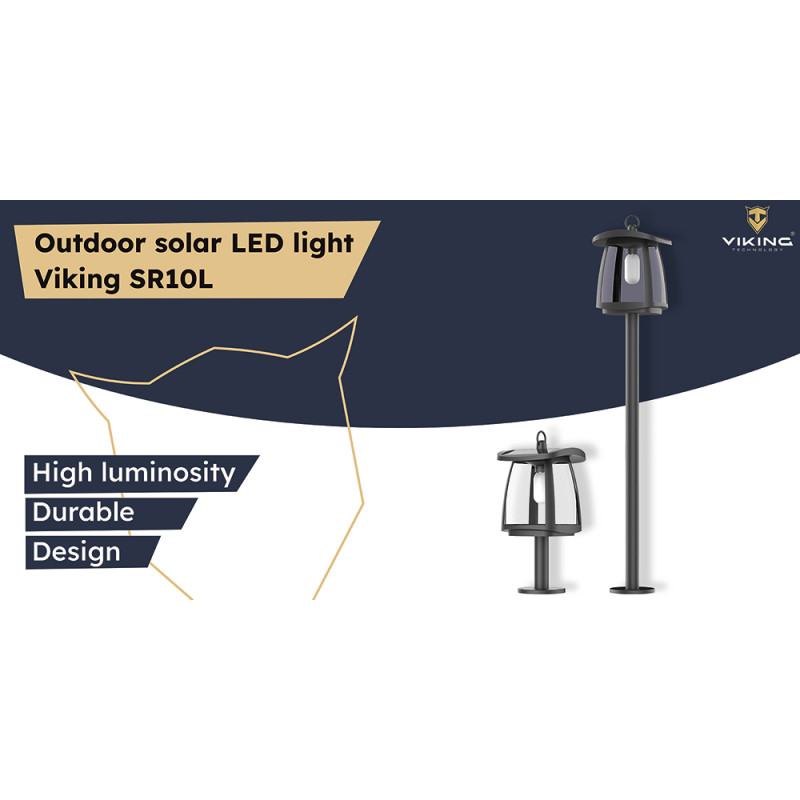 Vonkajšie solárne LED svetlo Viking SR10L/350lm /solárne napájanie / 4000K (denná biela)/ 4 režimy