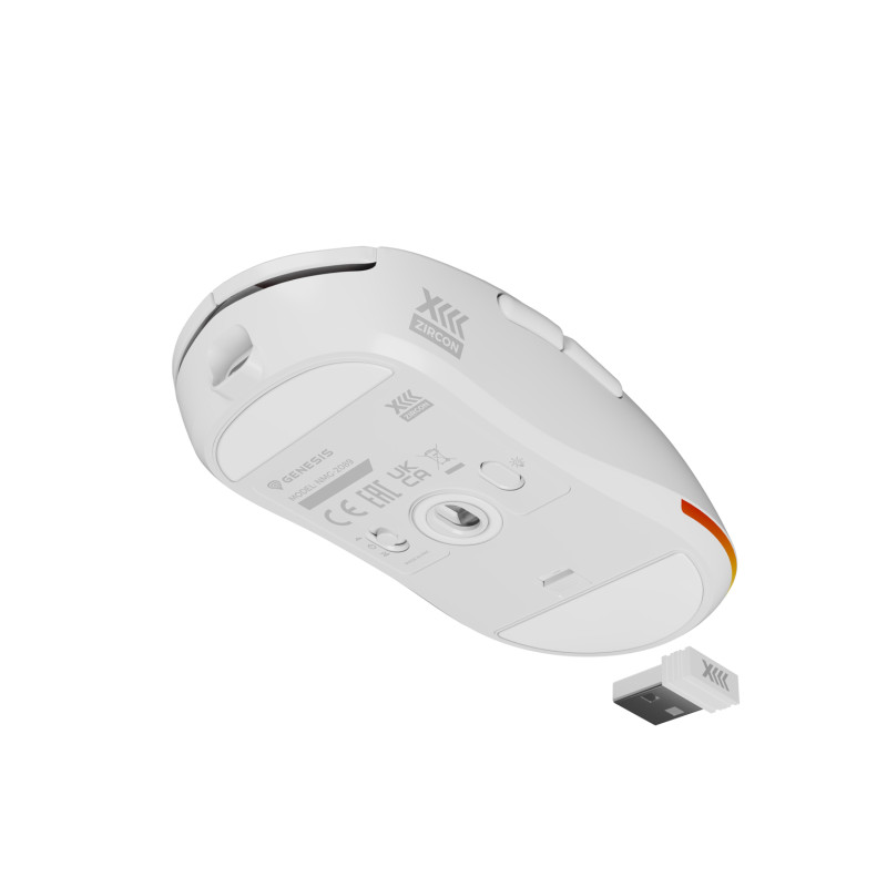 Genesis herná bezdrôtová myš ZIRCON XIII/Herná/Optická/26 000 DPI/Bezdrôtové USB/Biela