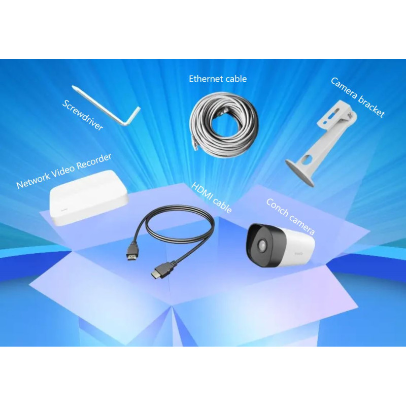 Tenda K4P-4TR - PoE kamerový set 4Mpx, 4CH NVR + 4x IP kamera 4Mpx, IP67, zvuk, web. rozhranie, SK app