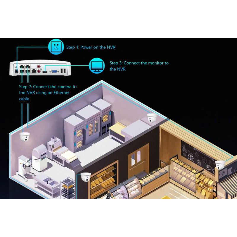 Tenda K4P-4TR - PoE kamerový set 4Mpx, 4CH NVR + 4x IP kamera 4Mpx, IP67, zvuk, web. rozhranie, SK app