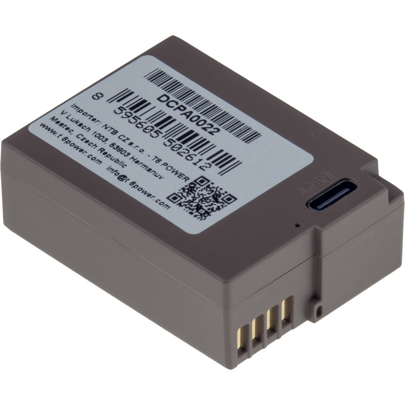 Batérie T6 Power pre Panasonic DMW-BLC12E, BP-DC12, 1050mAh, 7,5Wh, USB-C