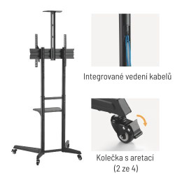 Pojazdný stojan Brateck T1040T pre TV 37''-70'' 50kg 2 police