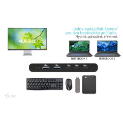 i-tec KVM Docking Station HDMI pre 2 hostí, Power Delivery 2x 100W