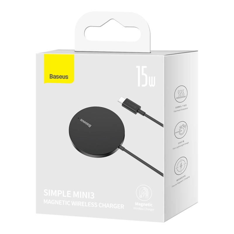 NONAME - Baseus Bezdrôtová nabíjačka do siete Simple Mini3 15W USB-C čierna
