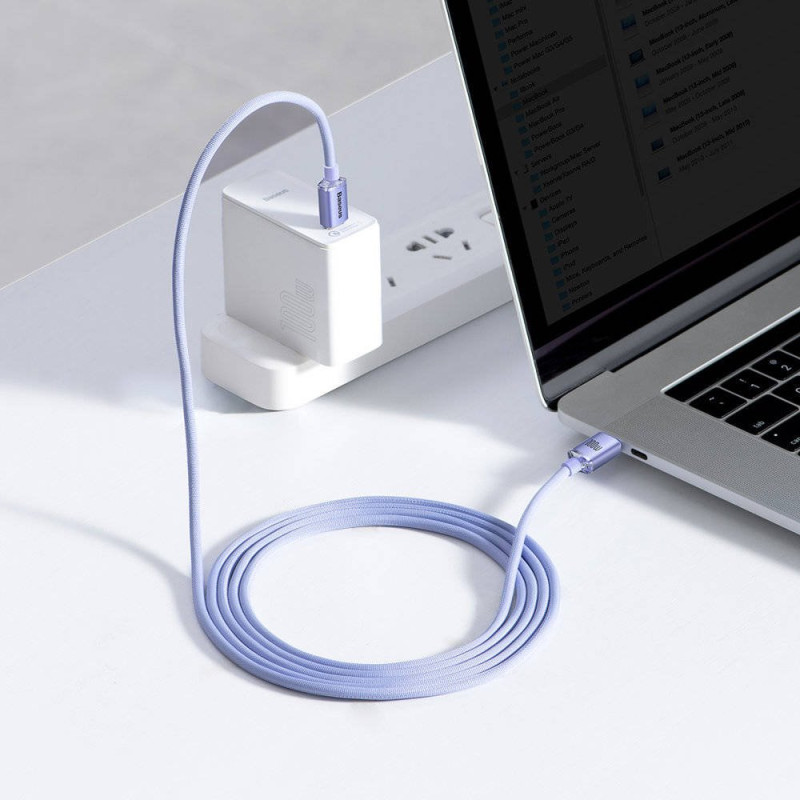 NONAME - Baseus CAJY000705 Crystal Shine Series Dátový Kabel USB-C - USB-C 100W 2m Purple