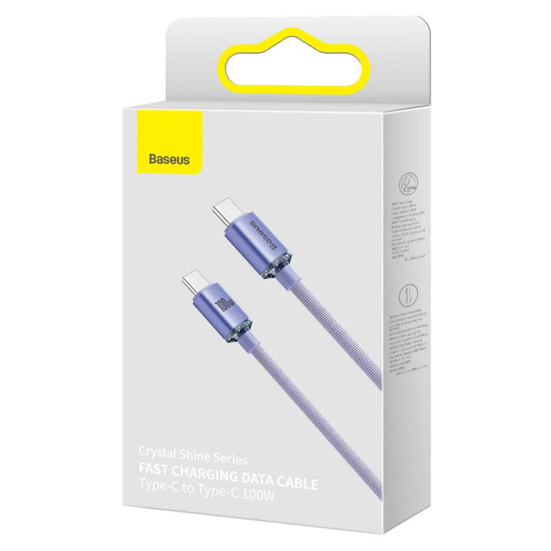 NONAME - Baseus CAJY000705 Crystal Shine Series Dátový Kabel USB-C - USB-C 100W 2m Purple