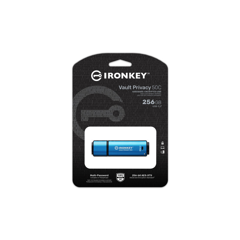 Kingston Ironkey Vault Privacy 50C/256GB/USB 3.2/USB-C/Modrá