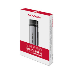 AXAGON CRE-SAC, USB3.2 Gen 1 Type-C + Type-A externá čítačka kariet SD/microSD, podpora UHS-I