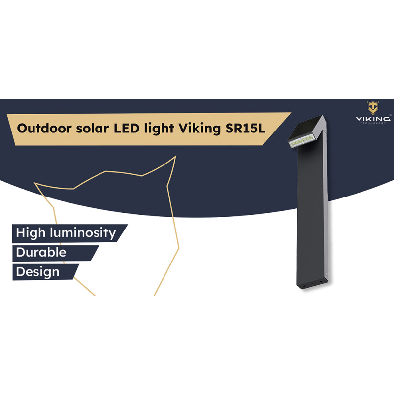 Vonkajšie solárne LED svetlo Viking SR15L/500lm /solárne napájanie / 3000K (teplá biela)/ 4 režimy