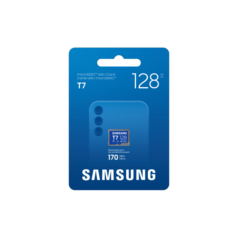 Samsung T7/Micro SDXC/128GB/UHS-I U3 / Class 10/Modrá