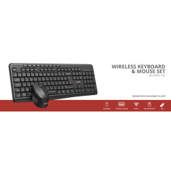 Klávesnica C-TECH WLKMC-04, bezdrôtový combo set s myšou, čierny, USB, CZ/SK