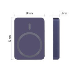 EMOS POWERBANKA WI 522, bezdrôtové nabíjanie 20W, 5.000mAh, MODRÁ, 1xUSB-C