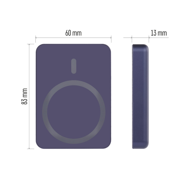 EMOS POWERBANKA WI 522, bezdrôtové nabíjanie 20W, 5.000mAh, MODRÁ, 1xUSB-C