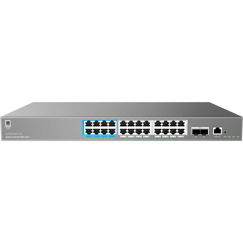 Grandstream GWN7803PH Pre L2++, Managed switch, 24x 1Gb RJ45, PoE, SFP+