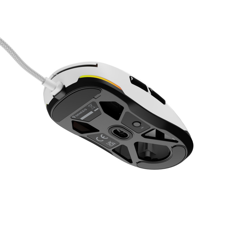 Genesis herná myš KRYPTON 660/Herná/Optická/12 000 DPI/Drôtové USB-A/Biela