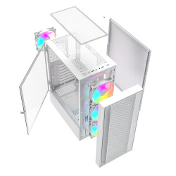 Gembird Fornax 4000 ARGB/Midi Tower/Transpar./Biela