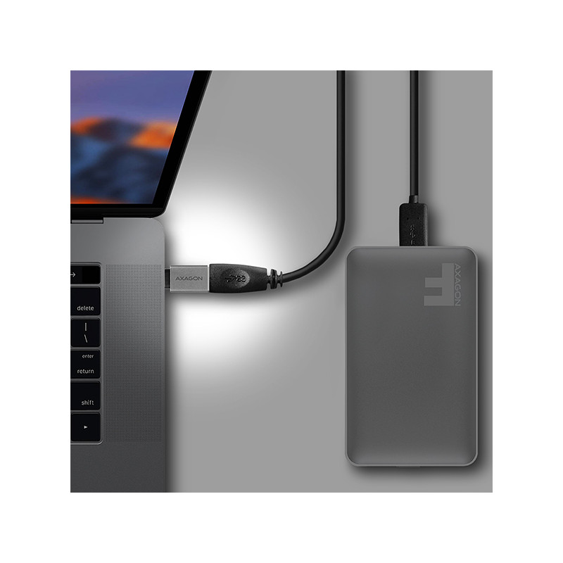 AXAGON RUCM-AFA, redukcia USB-C (M) - USB-A (F), USB 3.2 Gen 2, 3A, ALU