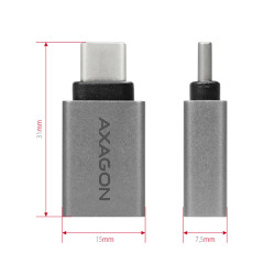 AXAGON RUCM-AFA, redukcia USB-C (M) - USB-A (F), USB 3.2 Gen 2, 3A, ALU