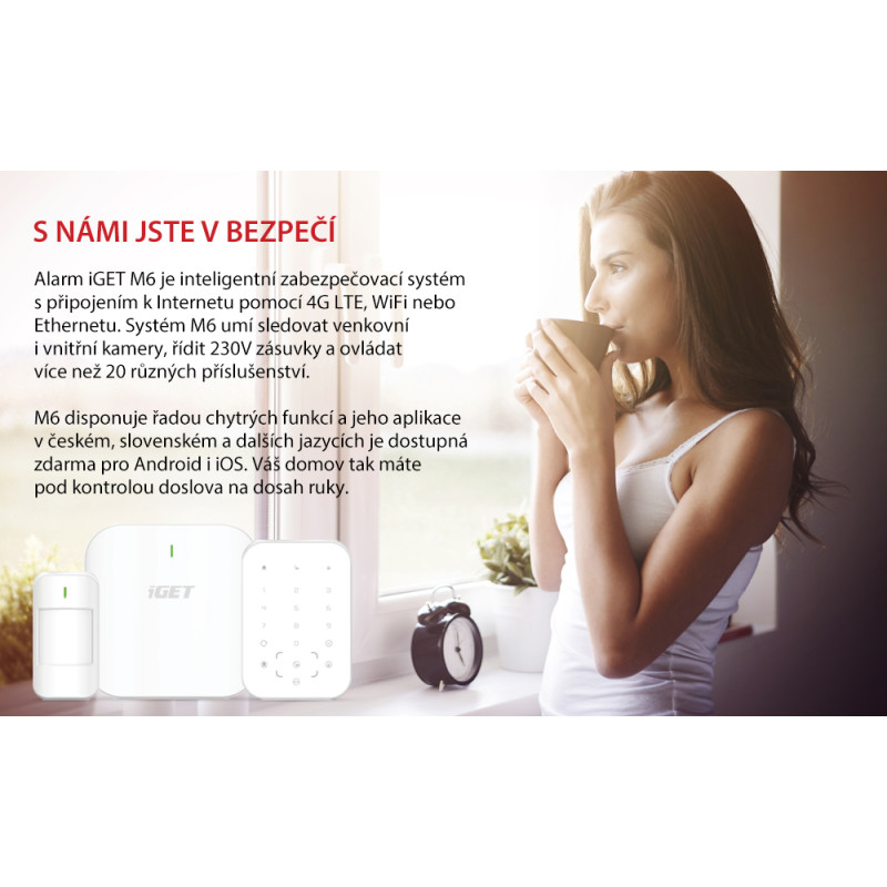 iGET SECURITY M6-4G Premium - Inteligentný zabezpečovací systém 4G/WiFi/LAN alarm, Android, iOS