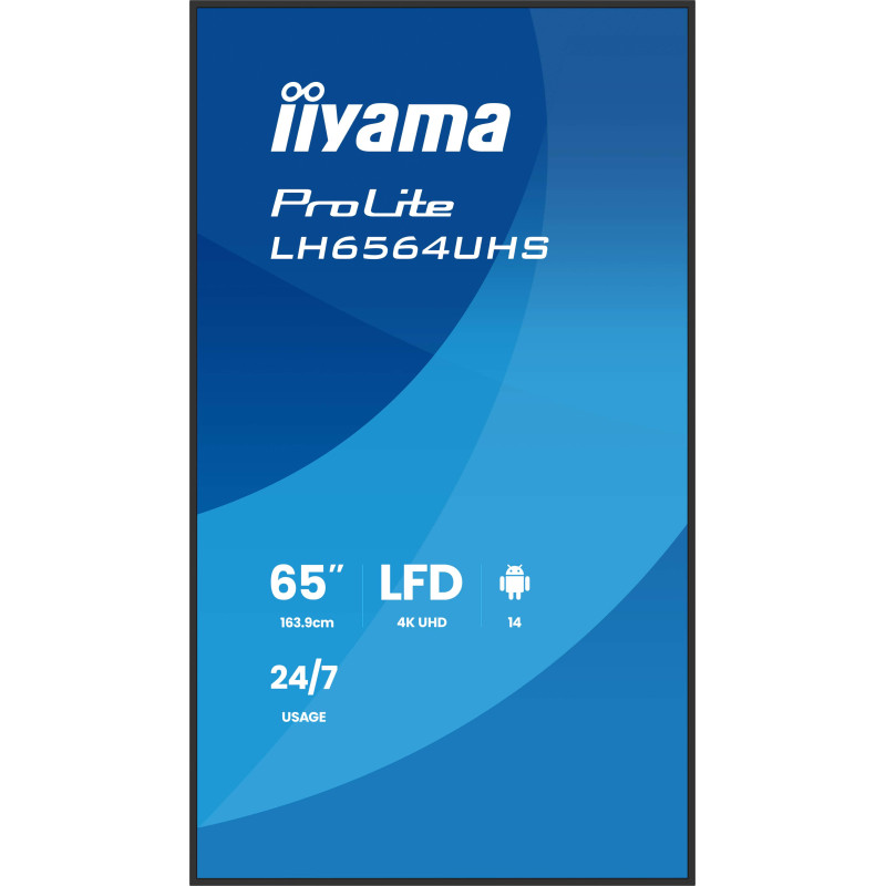 65'' iiyama LH6564UHS-B1AG: VA, 4K UHD, Android, 24/7