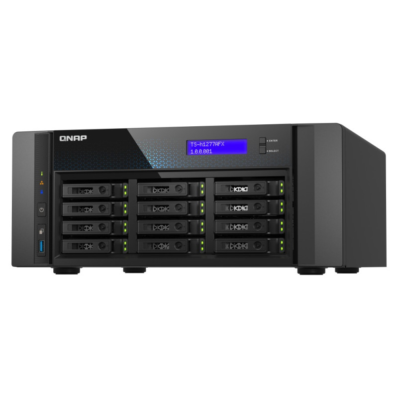QNAP TS-h1277AFX-R7-32G (Ryzen 7 5,5 GHz, ZFS, 32 GB DDR5 ECC RAM, 12 x 2,5'' SATA, 2 x 2,5 GbE, 2 x 10 GbE)