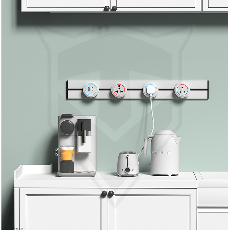Zásuvková lišta - zápustná Viking LZ60B/230V,50Hz/60cm dĺžka/čierna/až 7 modulov/IP20/hliník/zápustná