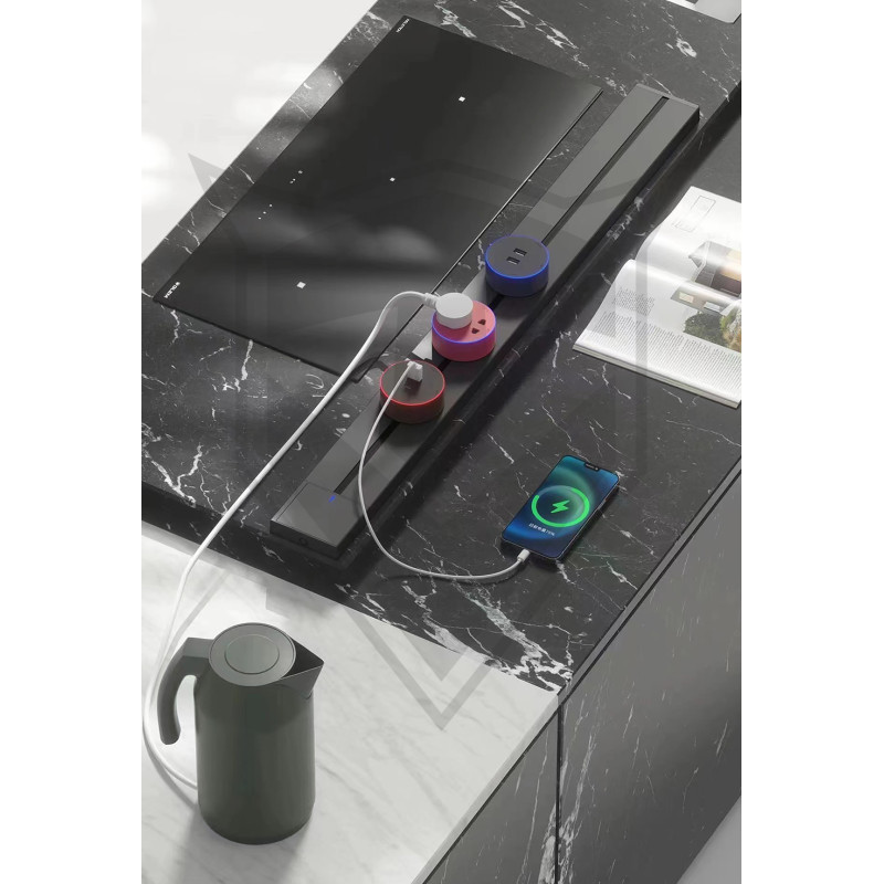 Zásuvková lišta - zápustná Viking LZ60B/230V,50Hz/60cm dĺžka/čierna/až 7 modulov/IP20/hliník/zápustná