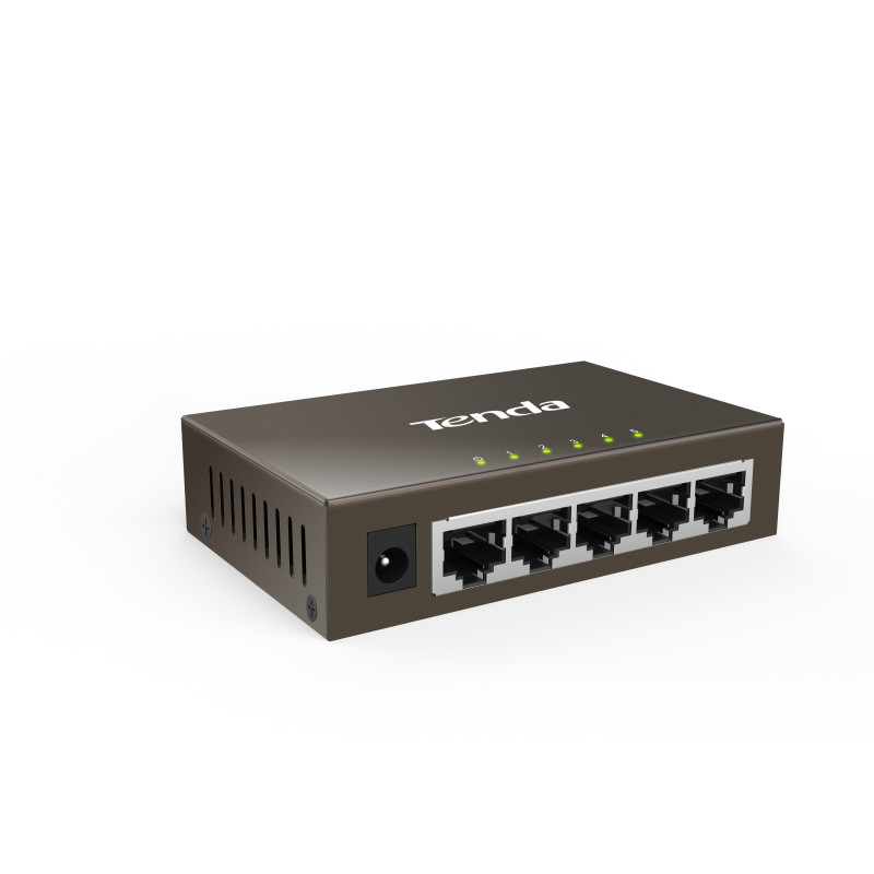 Tenda TEG1005D - 5x 10/100/1000 Mbps Kovový Switch, Fanless - bez ventilátorov, ochrana 6 kV
