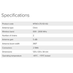 MikroTik MTAO-LTE-5D-SQ, Všesmerová 5dBi LTE anténa