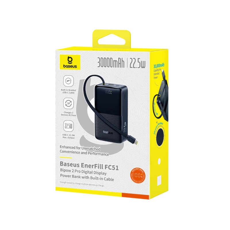 NONAME - Baseus EnerFill FC51 Bipow 2 Pre 22.5W Powerbanka 30000mAh Cosmic Black