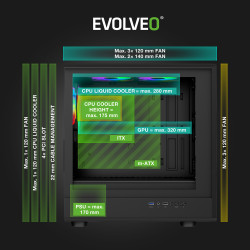 EVOLVEO Panthera, mATX/3x ARGB 120/drevo+sklo