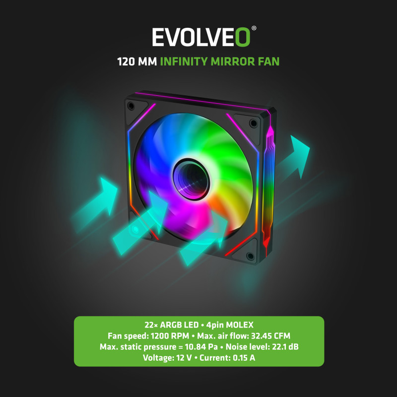 EVOLVEO Panthera, mATX/3x ARGB 120/drevo+sklo