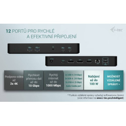 i-tec USB-C Intelligent Triple Display Docking Station, Power Delivery 100W