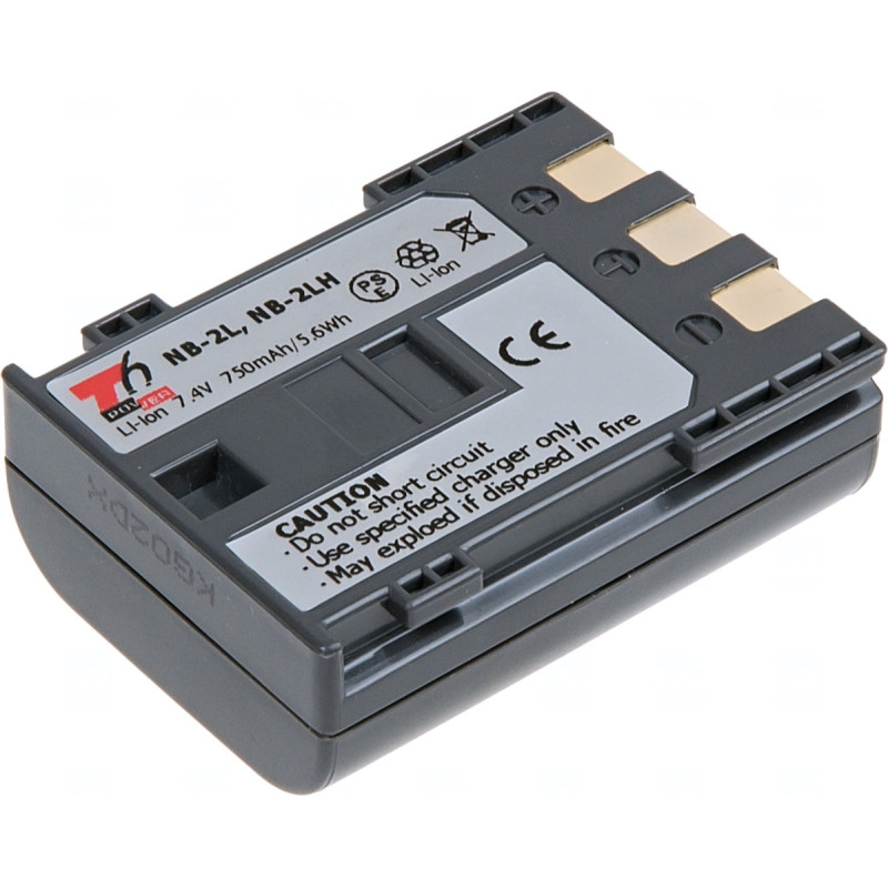 Batérie T6 Power Canon NB-2L, NB-2LH, BP-2LH, 750mAh, 5,5Wh, sivá