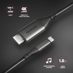 AXAGON RVC-HI2MC, USB-C - HDMI 2.0a redukcia / kábel 1.8m, 4K/60Hz HDR10