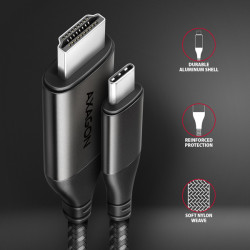 AXAGON RVC-HI2MC, USB-C - HDMI 2.0a redukcia / kábel 1.8m, 4K/60Hz HDR10