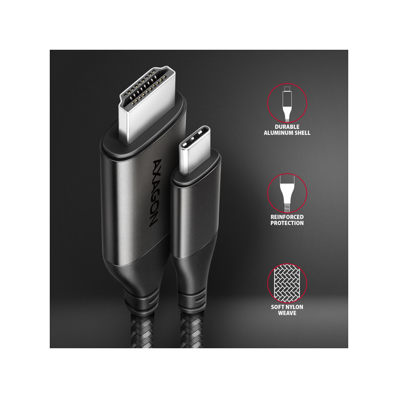 AXAGON RVC-HI2MC, USB-C - HDMI 2.0a redukcia / kábel 1.8m, 4K/60Hz HDR10