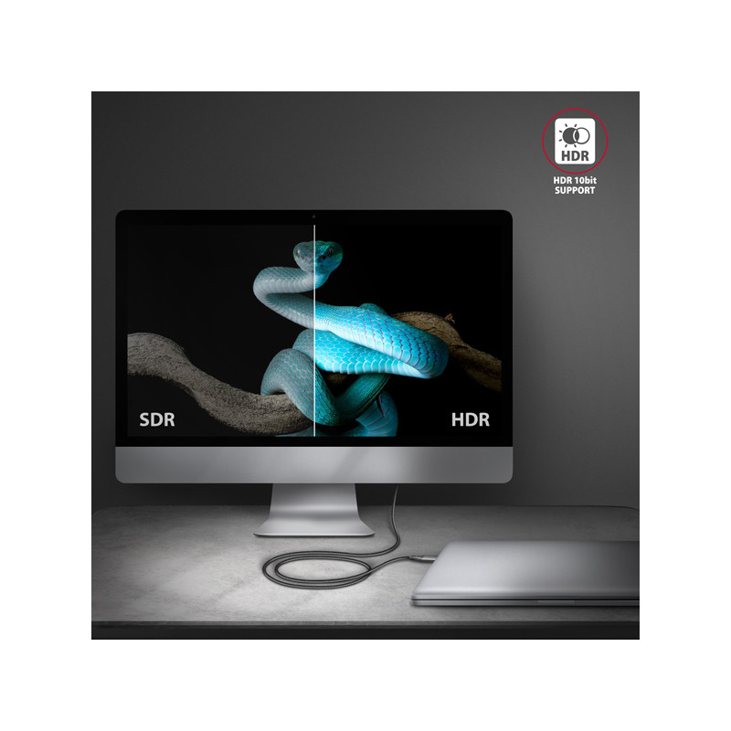 AXAGON RVC-HI2MC, USB-C - HDMI 2.0a redukcia / kábel 1.8m, 4K/60Hz HDR10