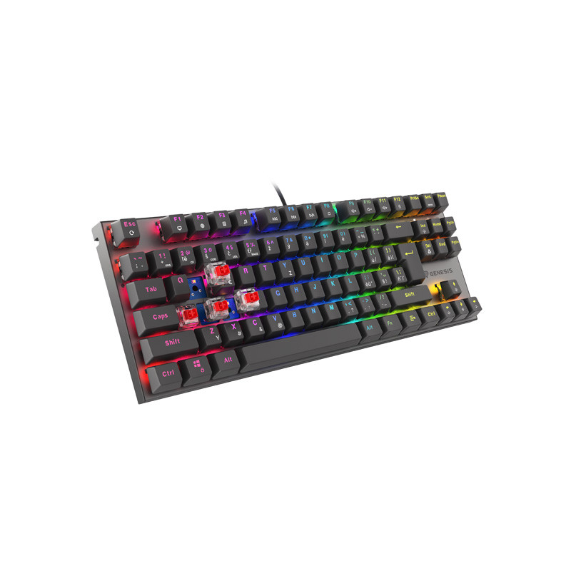Genesis herná mechanická klávesnica THOR 303/TKL/RGB/Outemu Red/Drôtová USB/ CZ- SK layout/Čierna