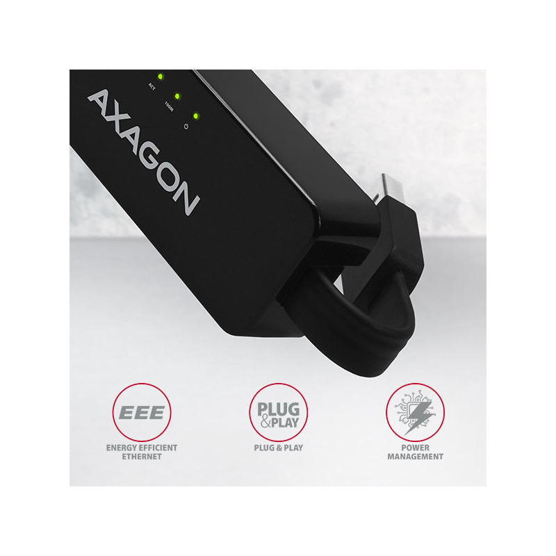 AXAGON ADE-XR, USB 2.0 - Fast Ethernet sieťová karta, auto inštal, čierna
